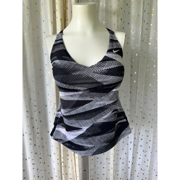 Nike Women's Line Up Printed Cross Back Unpadded Tankini Swimsuit Top S - Picture 3 of 4